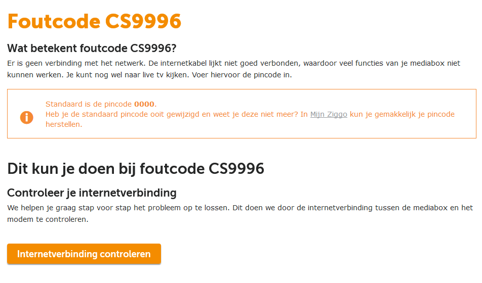 Geen internet CS9994-CS9996 | Provider Forum